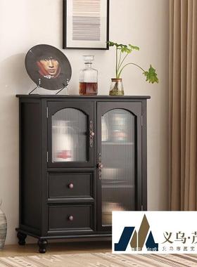式餐边柜实茶水柜厅收纳木柜加厚储物柜家用靠墙置物美复古CYZ客