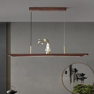 新中灯437实吊灯全铜中国风一字木古典茶室吧台前台茶式 桌复古餐