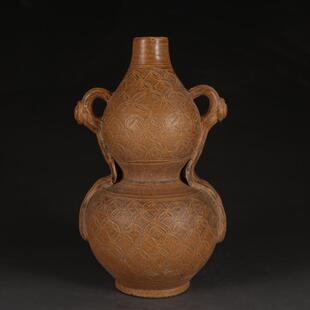 NAR宋吉州窑刻花耳绶带刻葫芦瓶收古玩古董老瓷器藏做旧仿古瓷摆