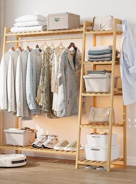 架落地实木衣架房间挂衣服的帽架子YBC宿出租屋用衣多功能舍收纳