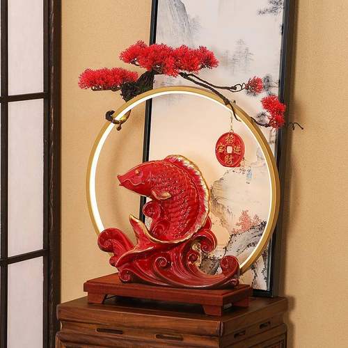 开送礼创陶瓷鲤鱼跃龙门艺招财FZF意摆件年年有鱼工品客厅玄业关