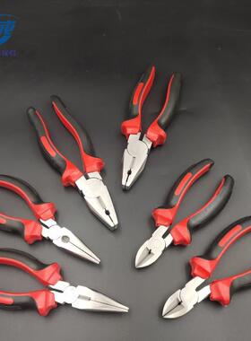 防防磁尖嘴斜口克丝磁3钢04不锈钳子防LXF磁尖嘴钳斜口钳克丝钳钳