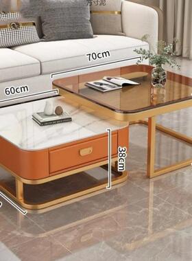 轻DXG奢茶几小客厅家用现代简约户柜型网红茶方形玻璃岩板几电视