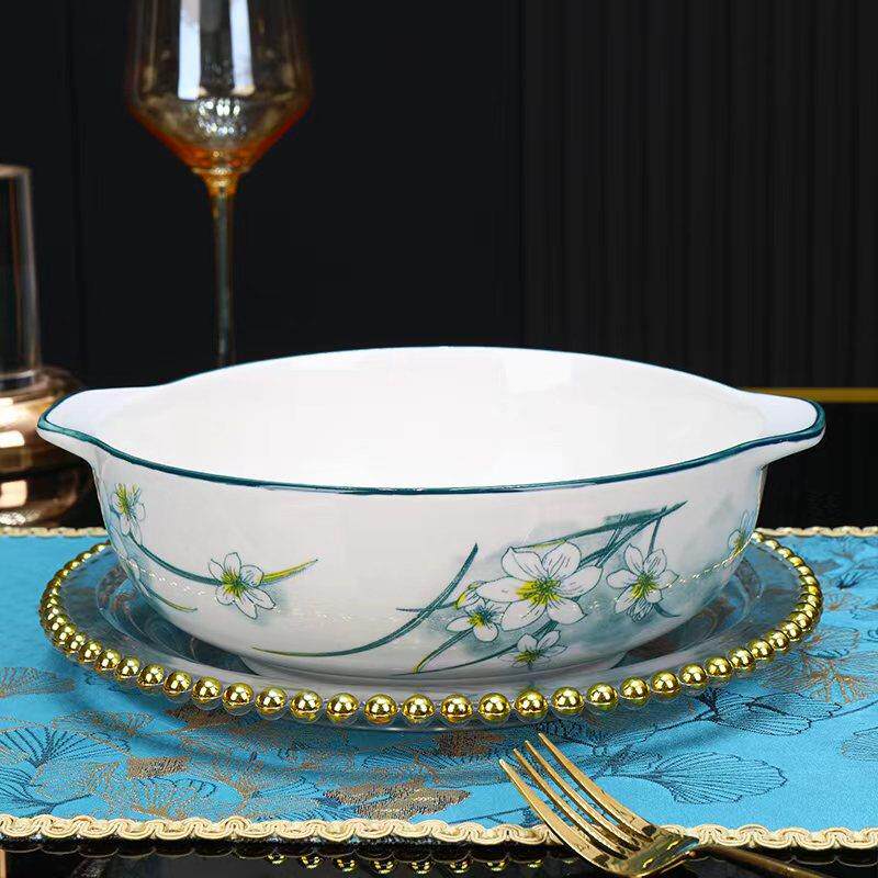 水仙花双耳汤碗陶瓷大汤碗家用特大号酸菜鱼盆水煮肉鱼碗高端防烫