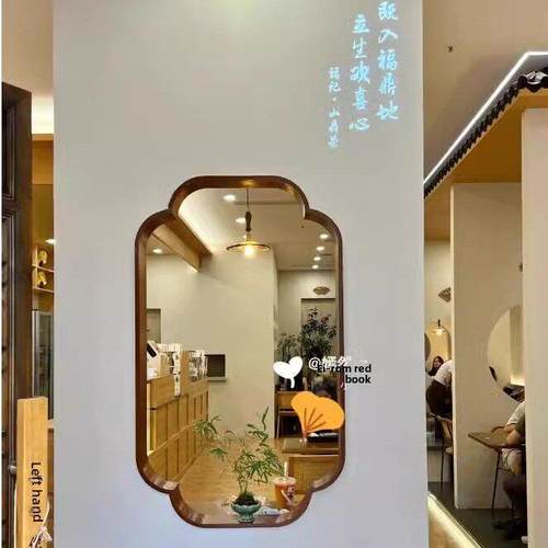 实木覆古小轩窗宋风美学茶室墙面装饰新中式风格客厅屏风入口入口