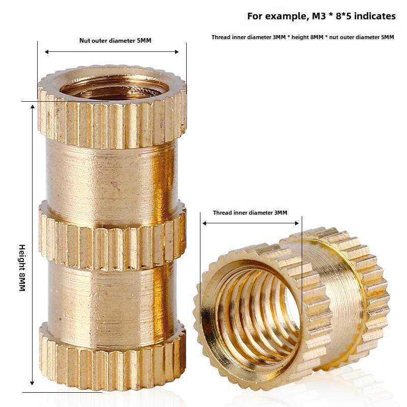注塑铜螺母滚花螺母预埋件通孔铜螺母英制盲孔铜螺母M2M3M4M5M6M8