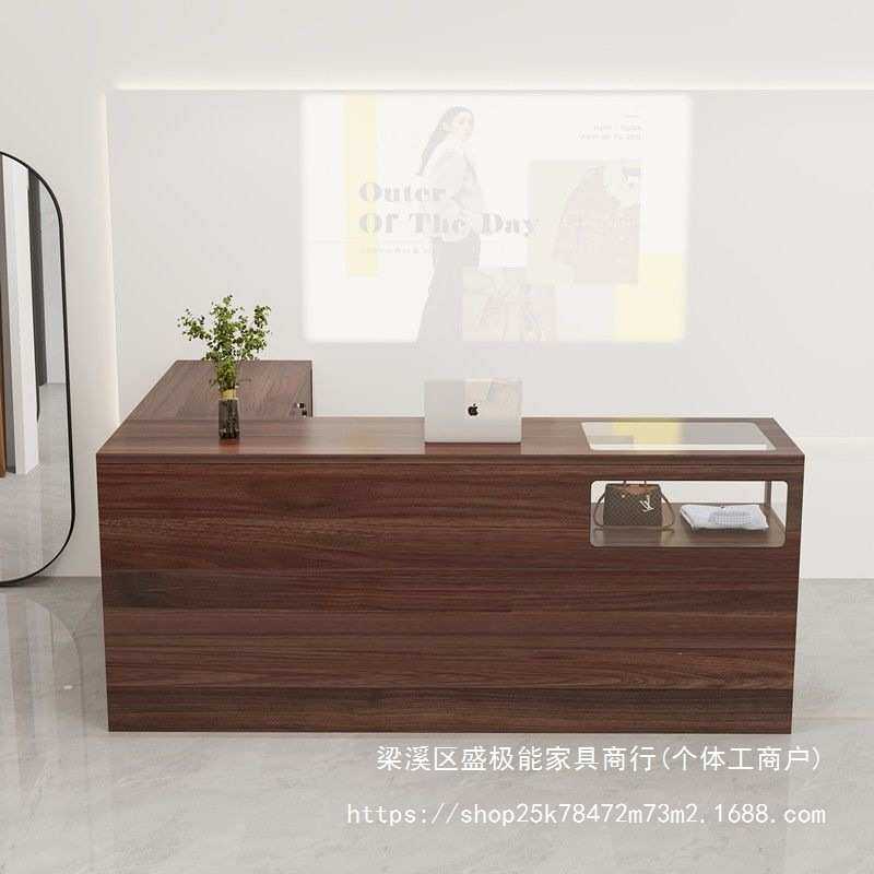 中古风服装店收银台柜台转角吧台L柜小型店铺吧台女装店铺L型柜子
