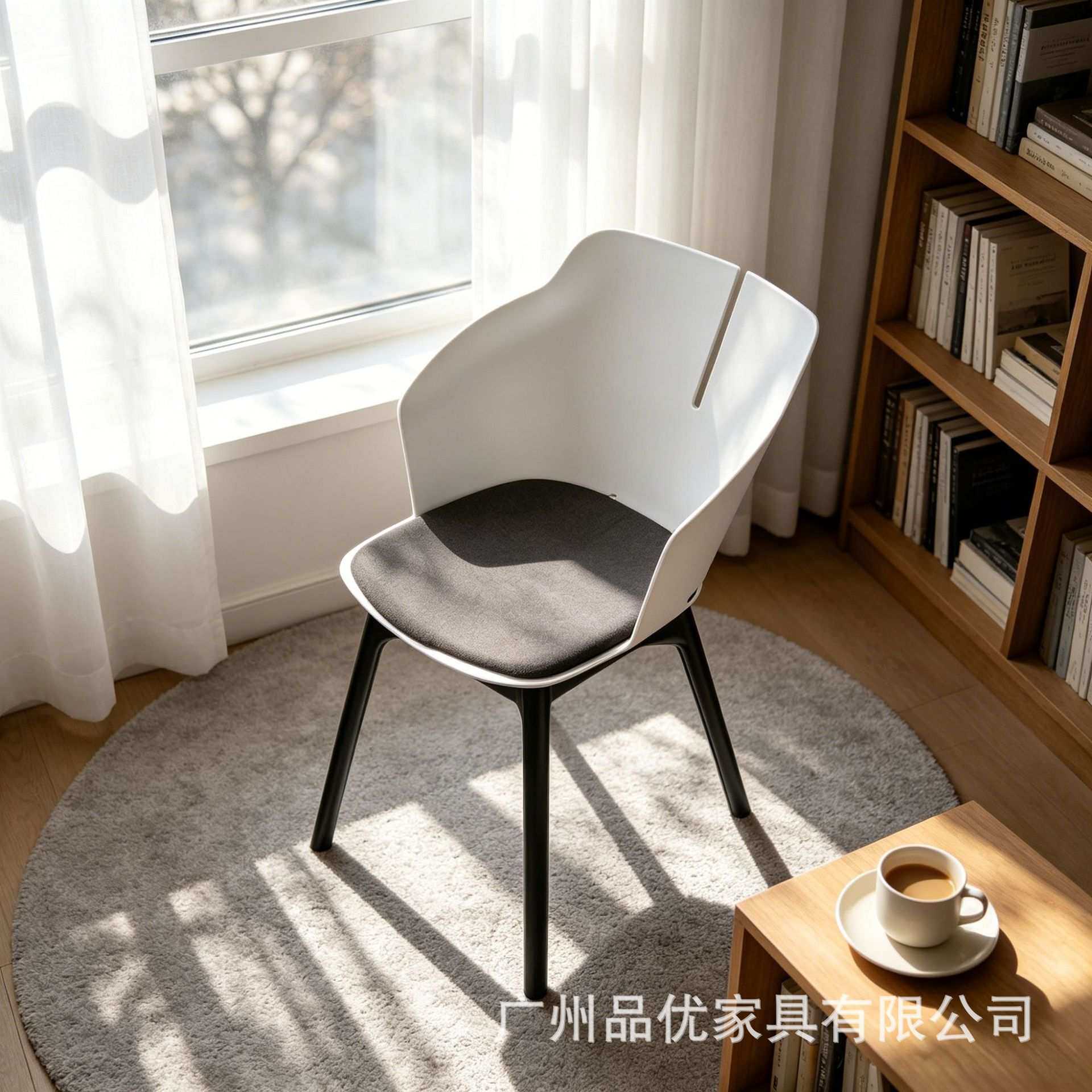 PP椅子塑料书房围椅餐凳咖啡厅快餐食堂餐椅北欧培训椅休闲椅
