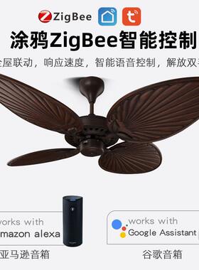 美式风扇灯木仿实木UTQ原风厅静音大风力吊扇灯卧室客厅吊餐扇无