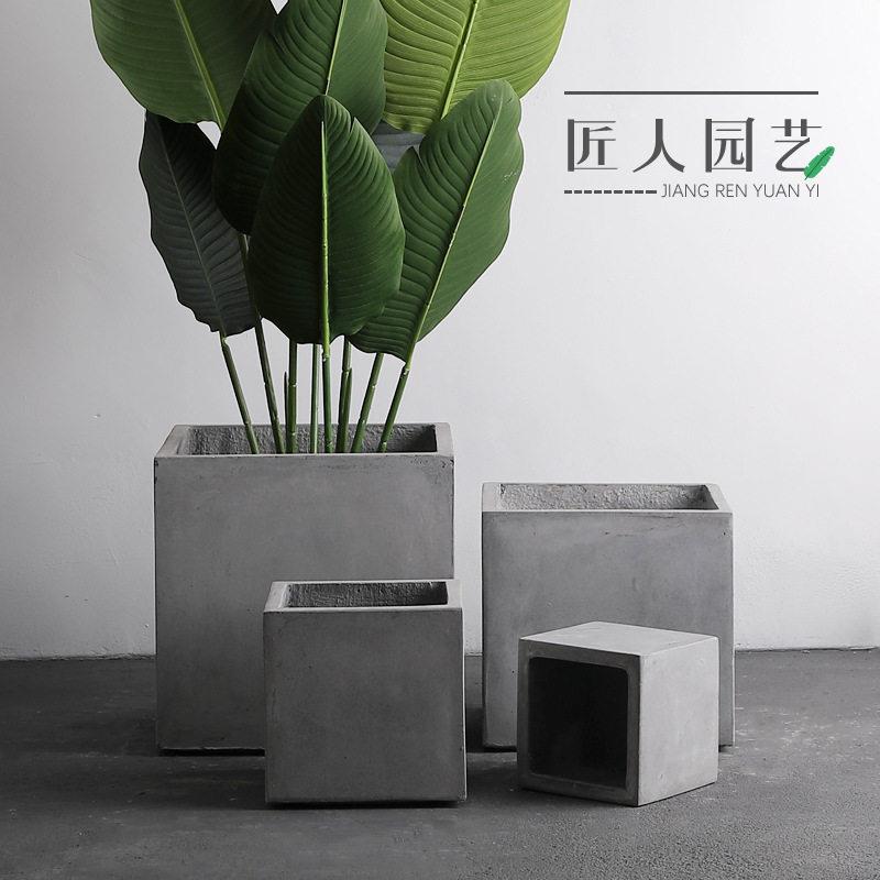 美泥美色创意泥花盆大号方简约大SOA花盆艺术工手镁形泥小花水盆