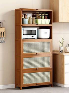 厨房用品收纳柜地多层柜客43333碗厅阳台落置物架带门储物柜藤编