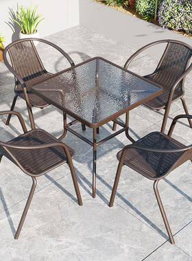 户外花桌椅庭院露防水防晒休闲折叠一桌四天椅PEM园喝院子茶组合
