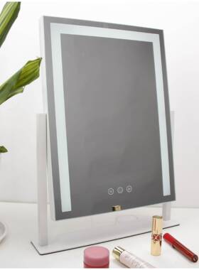 l灯ed化智妆镜台式白色大号属能带桌面旋转补光WLB美妆网红金梳妆