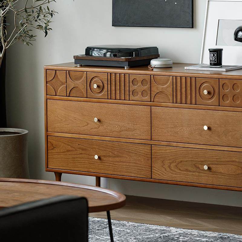 2I法式樱桃木六斗柜复古实抽储屉柜DG-1六卧木室靠墙收纳物展示柜