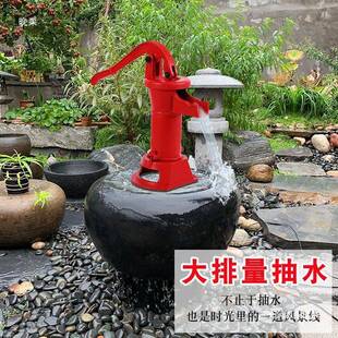 铸铁原始手动水泵手摇井水老式手泵压UEX井头井水抽水泵水幼儿园