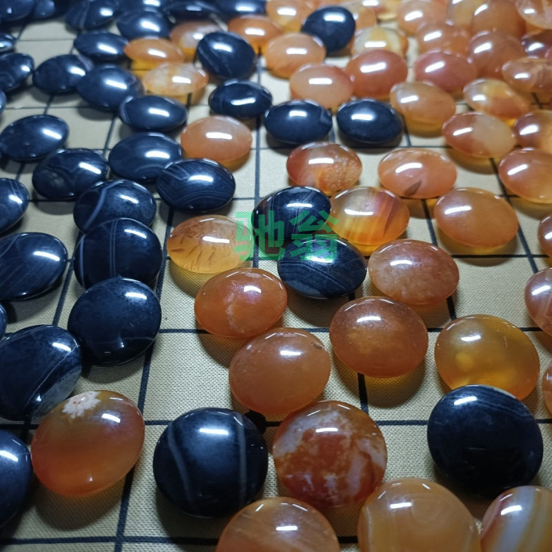 vsv天然玛瑙围棋,天然玛瑙花条纹精品棋子!骨折价款双面凸,带棋盘