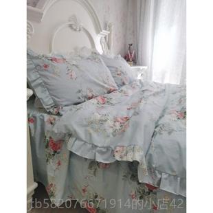 高档主洋气浅色四件套四季纯s棉in小碎花田韩版床上四件套全棉园