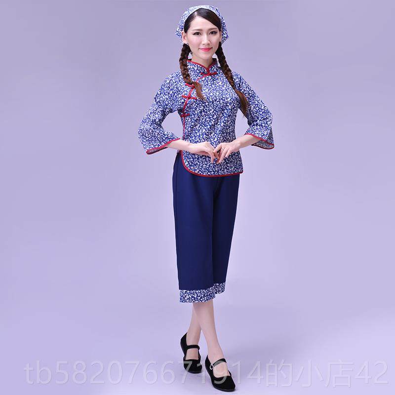 正品新民族姑舞蹈采茶女抖服装茶道阿庆嫂演出广场舞村碎款花表演
