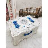 高档欧瑯式 珐彩非釉木质锡合手绘双金层首饰盒生日婚庆礼品