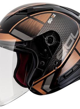 正品中国台湾SOL摩托车双头盔浮绘个性开式3/4四季世半盔镜片SO-