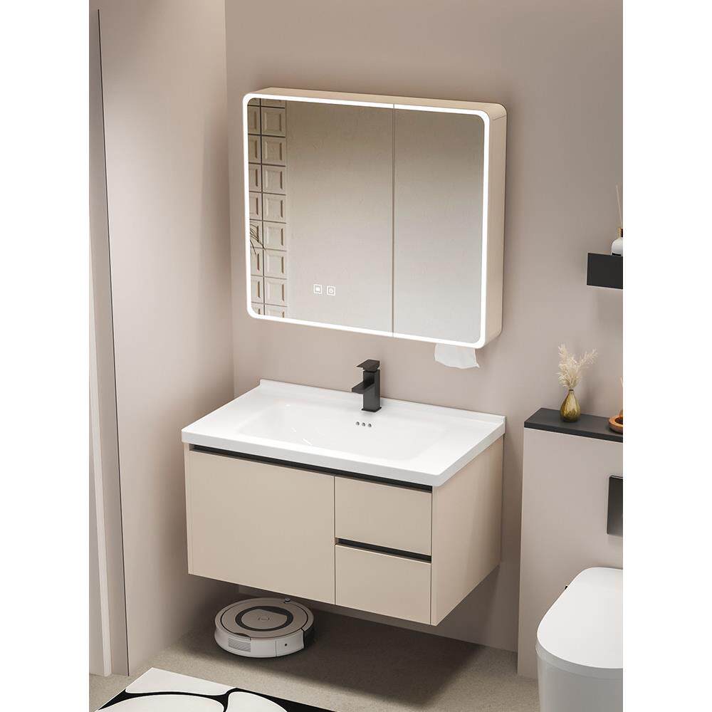 新款加厚蜂窝铝浴室柜组合洗漱台陶瓷一体盆小户型卫生间洗脸盆柜