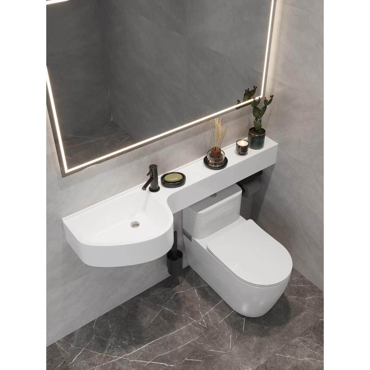 日式洗漱台卫生间一体式小尺寸洗手面盆窄边挂墙式洗手池p型脸盆