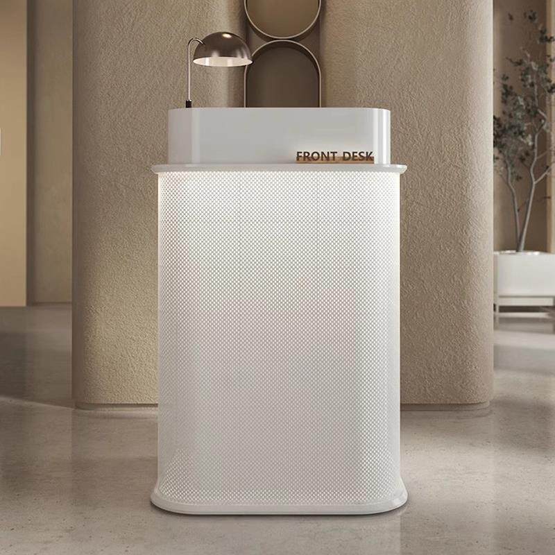 店铺迎宾台前台小型收银台白色餐厅咨询台餐饮店引导台烤漆接待台