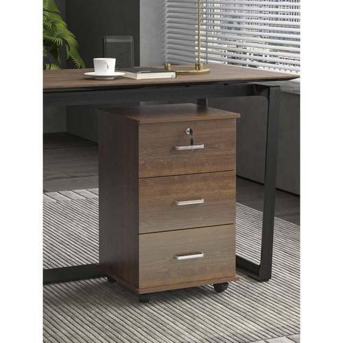 加高三抽移动文件柜65高实木带锁小柜子储物柜办公室桌下抽屉矮柜