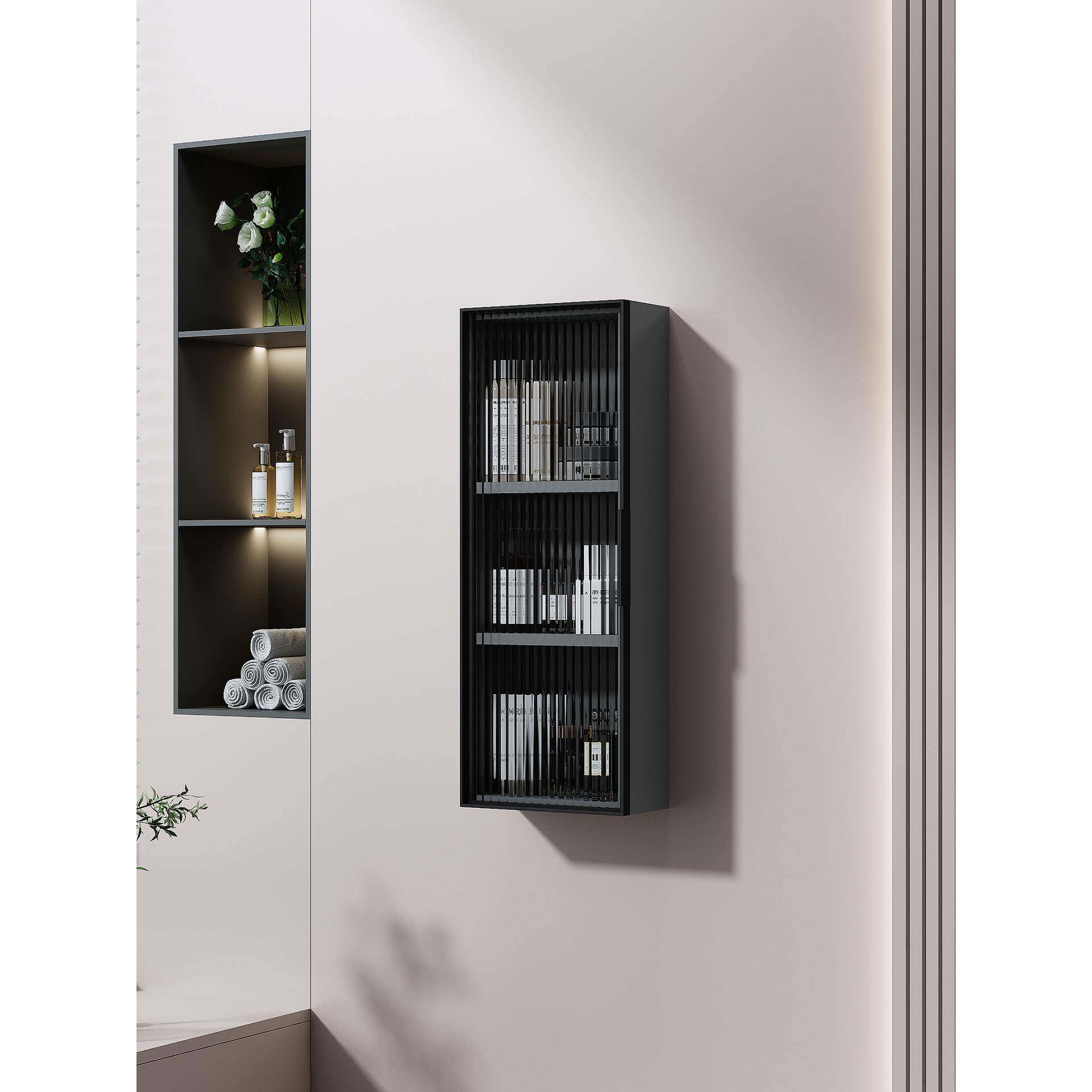 太空铝防水防潮浴室收纳柜阳台置物架简约小壁柜浴室边柜厨房墙柜