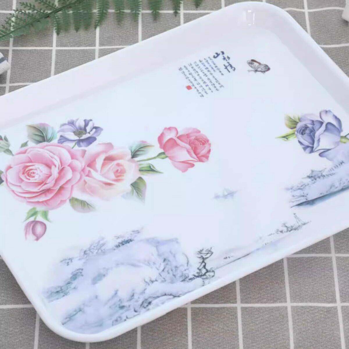 长方形密胺托盘欧式家用水杯茶盘塑料托盘餐具盘水果盘餐具收纳盘