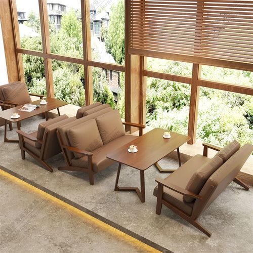 复古咖啡厅桌椅组合奶茶店餐饮休闲甜品酒店民宿接待洽谈沙发椅子