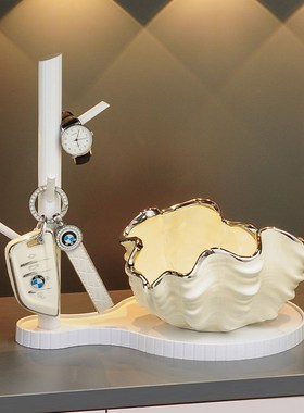 入户玄关门口鞋柜放钥匙扣锁匙收纳盒摆件高档轻奢家居客厅装饰品