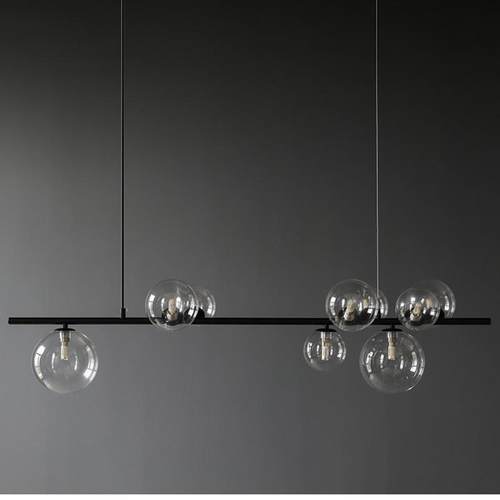 北欧黑色极简创意餐厅现代简约吧台前台设计师饭厅玻璃装饰一吊灯