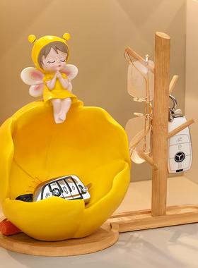 进门入户花仙子收纳盘树脂工艺品葫芦杯架鞋柜办公室桌面摆件创意