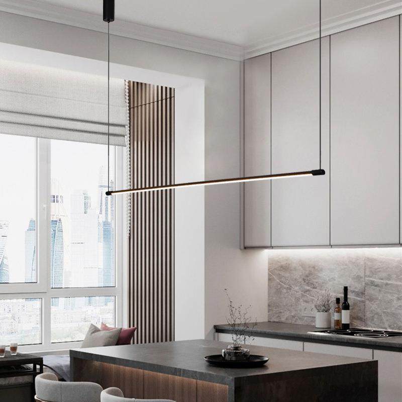 北欧极简led餐厅吊灯现代简约创意中岛吧台餐桌办公室长条形灯具