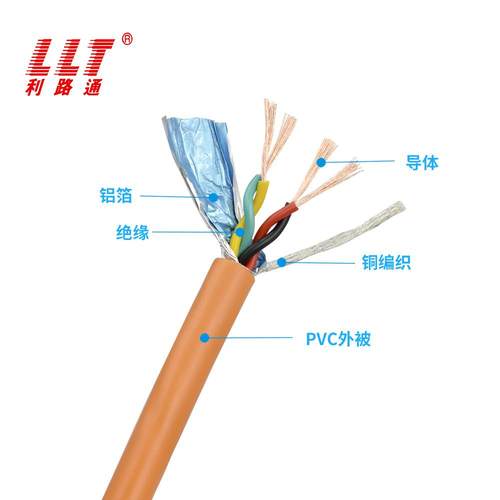 利路通电线电缆 屏蔽信号线控制线RVSP 4*0.2抗干扰屏蔽电缆