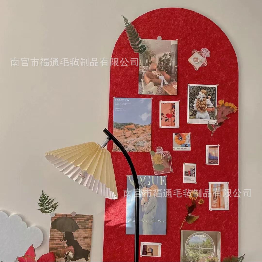 拱门形北欧背景墙落地板照片墙毛毡展示留言板分割线背景墙自粘