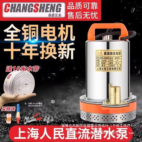 上海人民12V24V48V60V72V直流潜水泵抽水泵家用农用刷车电动车