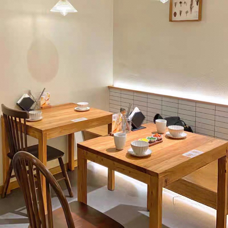 日式韩国料理实木餐桌小吃店快餐店桌椅麻辣烫面馆老榆木桌椅组合