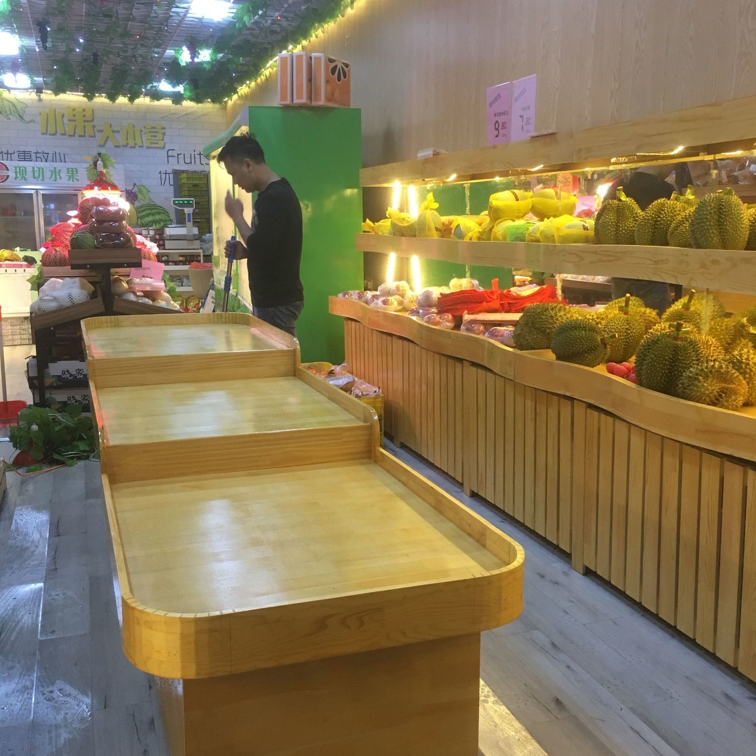 定 制百果园水果货架木质水果架子水果店货架超市果蔬展示架中岛