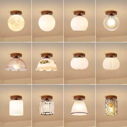 中式复古走廊灯玻璃过道灯楼梯led吸顶灯入户玄关氛围灯阳台灯