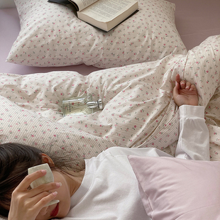 粉色田园小碎花纯棉被套单件150x210x215单双人被罩180x200x230