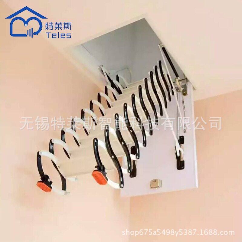 厂家供应手动/半自动伸缩楼梯阁楼折叠楼梯隐形升降阁楼伸缩梯