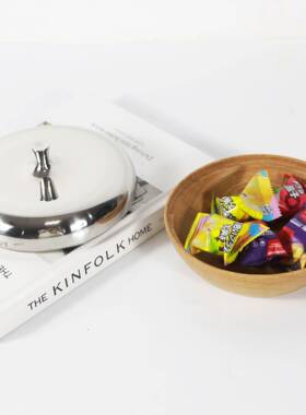 北欧风实干果盒果盘不锈糖果罐储物罐1941钢摆件家用饰干果罐软木