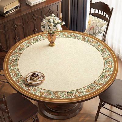 美防式圆桌桌布氛围感革大圆RVY形防桌垫茶几水油皮免洗餐桌台布