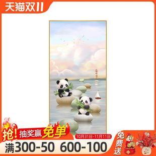 墙面挂画走廊尽熊过道装 17x饰可爱猫竖版 头QY10 奶油风入户玄关装