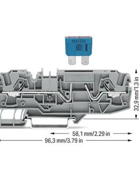 WAGO20线保险丝接线子，型号206-1618/1000-4VZE端34