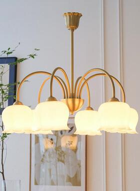 代法式灯美20249式中古风简约奶油铃兰花朵卧现室帽吊衣间客厅餐
