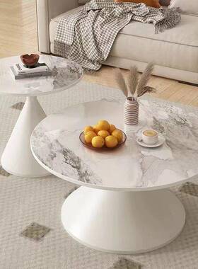 油风爆款网红圆形客厅茶几家用小VHZ型民宿岩板几茶桌奶户子现代