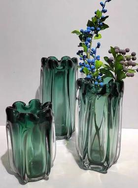 欧式轻奢水花晶玻璃花瓶酒店客厅插玫瑰百合鲜花装饰璃摆花95777